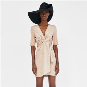 ZARA nude suede dress